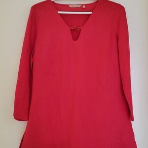Soft Surroundings Saja Linrn Tunic Womens S Bright Pink Tortoise Shell Accent